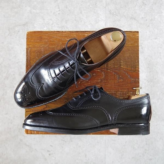 極美品★チャーチ 70F/UK7【旧チャーチ★73ラスト/3都市ロゴ/Bordeaux】フルブローグ/カーフ/黒/メンズ/Church's★i889