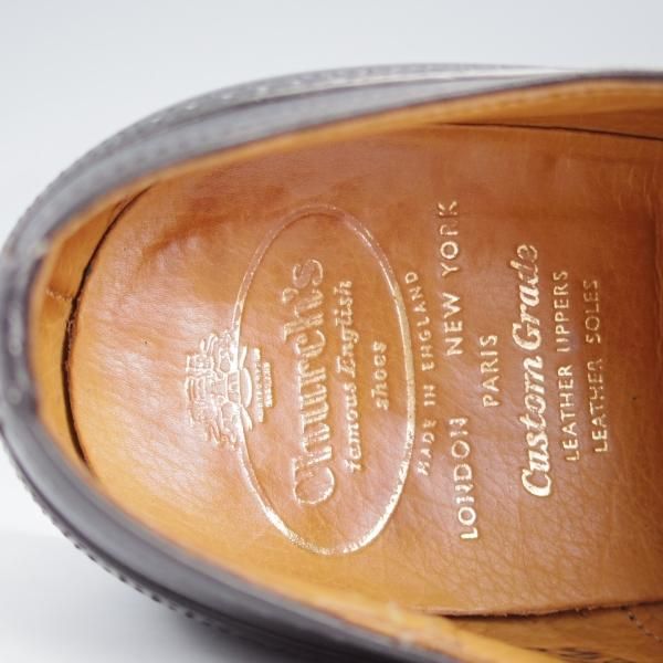 極美品★チャーチ 70F/UK7【旧チャーチ★73ラスト/3都市ロゴ/Bordeaux】フルブローグ/カーフ/黒/メンズ/Church's★i889