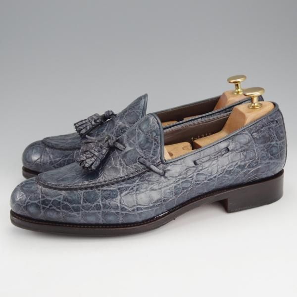 極上★(スペイン製)CARMINA/カルミナ SIZE 8【定価￥165,000-★クロコダイル仕様/タッセルローファー】734/紺/メンズ★i905
