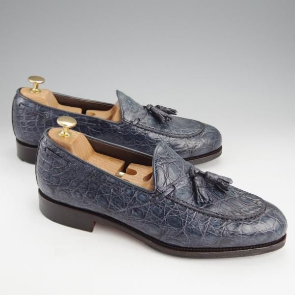 極上★(スペイン製)CARMINA/カルミナ SIZE 8【定価￥165,000-★クロコダイル仕様/タッセルローファー】734/紺/メンズ★i905