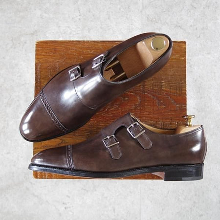 未使用★ジョンロブ 7E【貴重★CAMBORNE/ミスティカーフ】7000ラスト/ケンボーン/ダブルモンク/PEWTER/茶/JOHN LOBB★i906