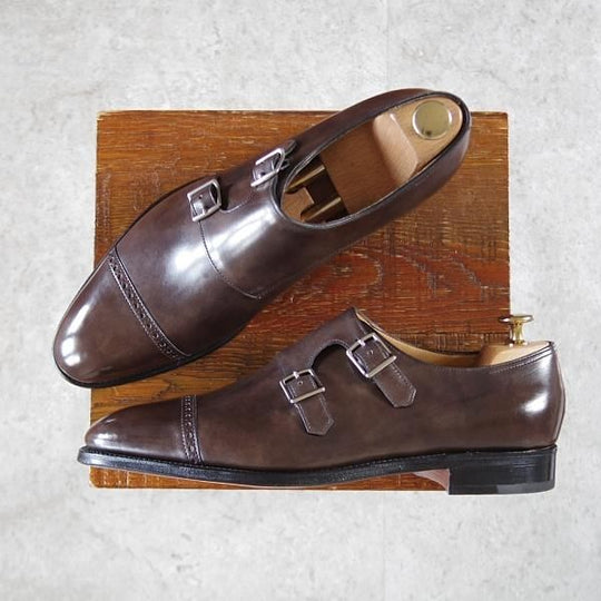 未使用★ジョンロブ 7E【貴重★CAMBORNE/ミスティカーフ】7000ラスト/ケンボーン/ダブルモンク/PEWTER/茶/JOHN LOBB★i906