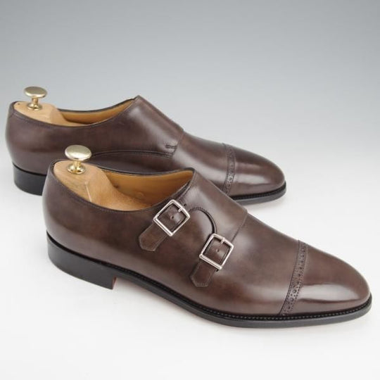 未使用★ジョンロブ 7E【貴重★CAMBORNE/ミスティカーフ】7000ラスト/ケンボーン/ダブルモンク/PEWTER/茶/JOHN LOBB★i906