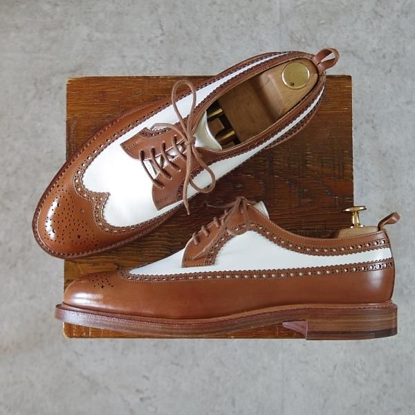 未使用★クロケット&ジョーンズ UK7.5/US8D【貴重★ブラックフリース別注/(米)トムブラウン監修】茶×白/ブルックスブラザーズ★i909