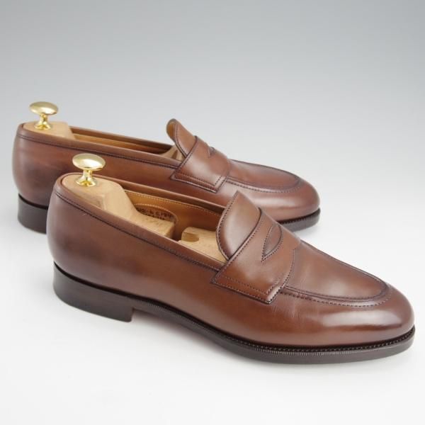 美品★エドワードグリーン 5.5E【定価￥185,900-★ピカデリー/PICCADILLY】184ラスト/コインローファー/カーフ/茶/EDWARD GREEN★i911