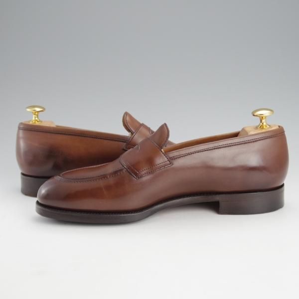 美品★エドワードグリーン 5.5E【定価￥185,900-★ピカデリー/PICCADILLY】184ラスト/コインローファー/カーフ/茶/EDWARD GREEN★i911