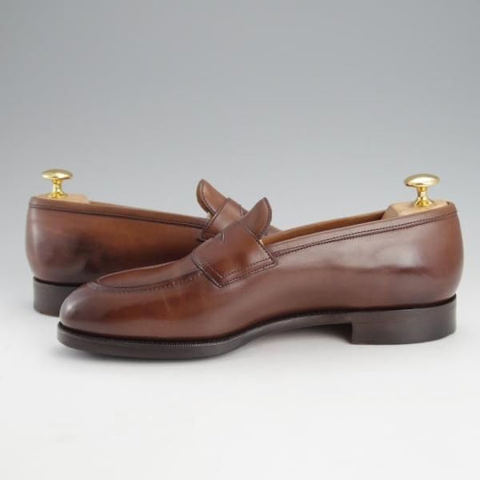 美品★エドワードグリーン 5.5E【定価￥185,900-★ピカデリー/PICCADILLY】184ラスト/コインローファー/カーフ/茶/EDWARD GREEN★i911