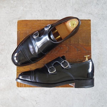 極上★(英)SANDERS/サンダース(レディース) SIZE 5【★ダブルモンク/1055B】ポリッシュレザー/黒★i912