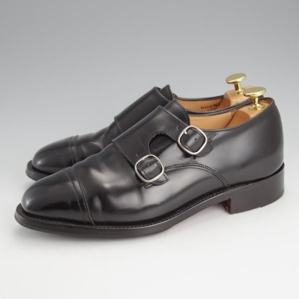 極上★(英)SANDERS/サンダース(レディース) SIZE 5【★ダブルモンク/1055B】ポリッシュレザー/黒★i912