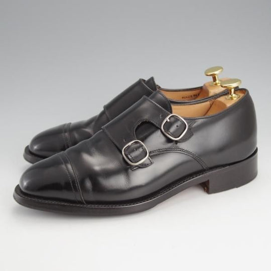 極上★(英)SANDERS/サンダース(レディース) SIZE 5【★ダブルモンク/1055B】ポリッシュレザー/黒★i912
