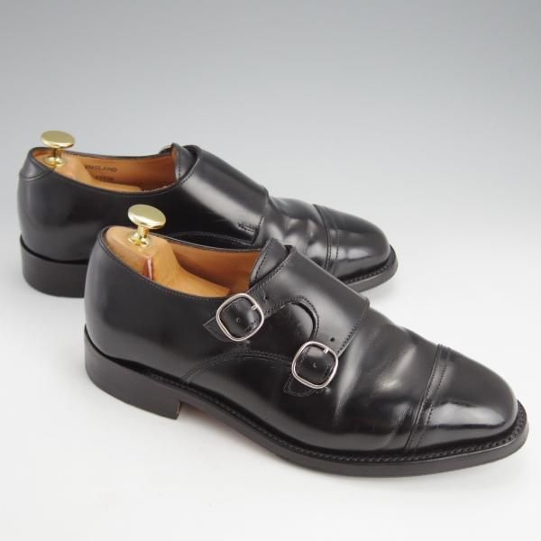 極上★(英)SANDERS/サンダース(レディース) SIZE 5【★ダブルモンク/1055B】ポリッシュレザー/黒★i912
