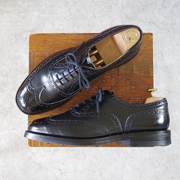 極美品★チャーチ 75F/UK7.5【定価￥160,600-★ダイナイトソール仕様/BURWOOD R】バーウッド/81ラスト/フルブローグ/黒/Church's★i913