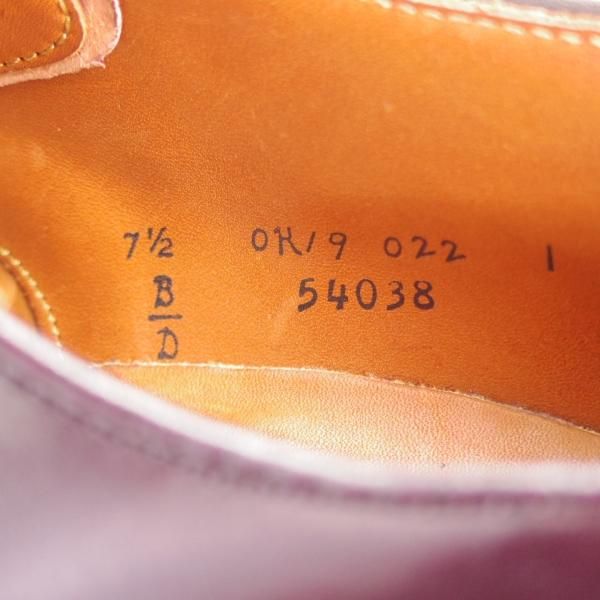 極美品★オールデン 7.5D【定価￥173,800-★コードバン仕様/モディファイドラスト】54038/Uチップ/バーガンディー/#8/赤茶/Alden★i914