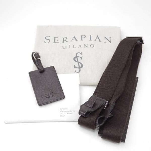 美品★(伊)SERAPIAN/セラピアン【定価15万円以上★サフィアーノレザー/ブリーフケース】バッグ/メンズ/ビジネス/濃茶/革/鞄★N5839
