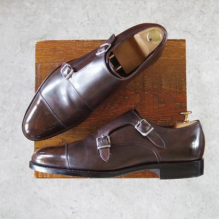 極美品★トレーディングポスト SIZE 7【定価￥51,700-★ダイナイトソール/撥水レザー】T606/ダブルモンク/濃茶/ユニオンロイヤル製★i929