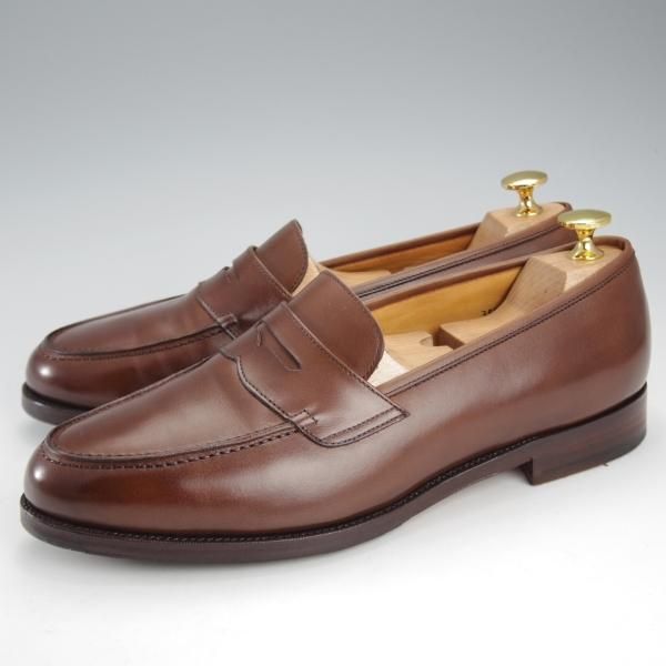 極美品★Oriental/オリエンタル SIZE 7.5【定価￥57,200-★コインローファー/ALBERS】ボックスカーフ/茶/メンズ★i930