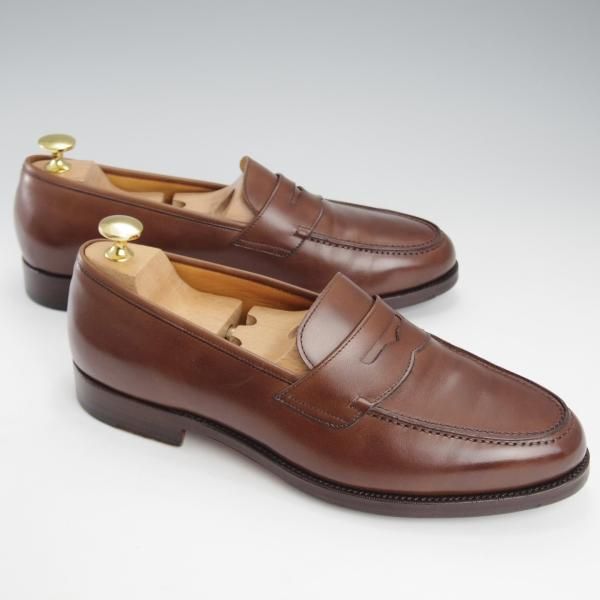 極美品★Oriental/オリエンタル SIZE 7.5【定価￥57,200-★コインローファー/ALBERS】ボックスカーフ/茶/メンズ★i930