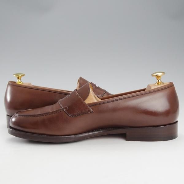 極美品★Oriental/オリエンタル SIZE 7.5【定価￥57,200-★コインローファー/ALBERS】ボックスカーフ/茶/メンズ★i930