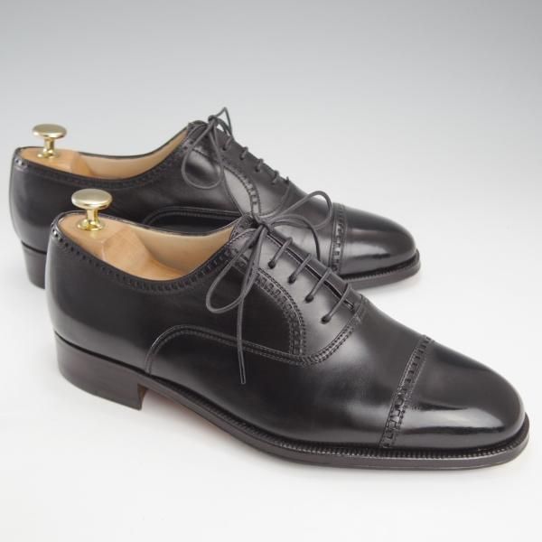 極美品★(伊)タニノクリスチー SIZE 6.5【定価15万円以上★クォーターブローグ/108350】カーフ/黒/メンズ/TANINO CRISCI★i932