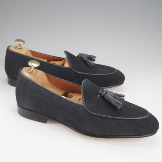 未使用★POLPETTA/ポルペッタ SIZE 40【定価￥35,200-★シップス別注/ベルジャンシューズ】タッセルローファー/スエード/紺★i937