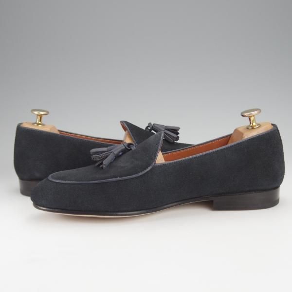 未使用★POLPETTA/ポルペッタ SIZE 40【定価￥35,200-★シップス別注/ベルジャンシューズ】タッセルローファー/スエード/紺★i937