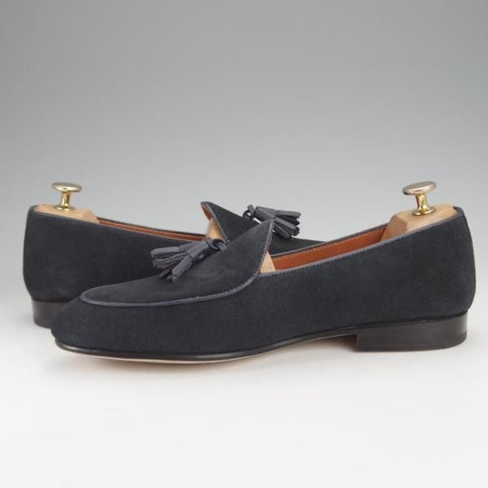 未使用★POLPETTA/ポルペッタ SIZE 40【定価￥35,200-★シップス別注/ベルジャンシューズ】タッセルローファー/スエード/紺★i937