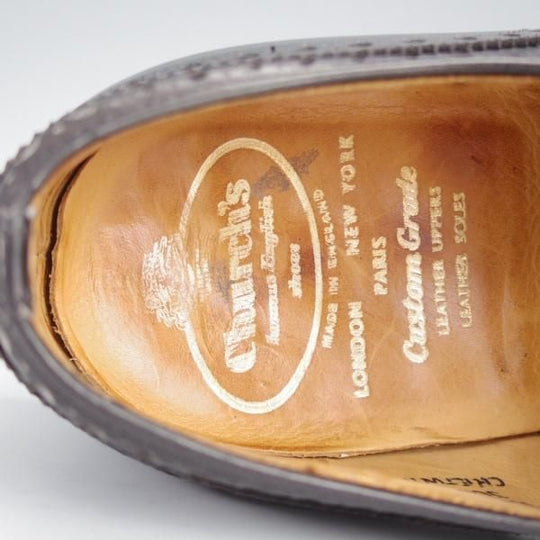 極上★チャーチ 70F/UK7【現行定価￥160,600-★旧チャーチ/73ラスト/CHETWYND】チェットウィンド/3都市ロゴ/黒/カーフ/Church's★i938