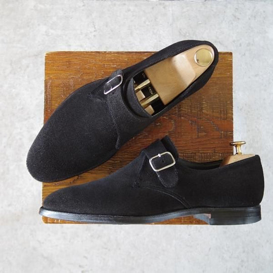 極上★クロケット&ジョーンズ 7.5E【同系モデル定価￥83,600-★MALVERN 3/モンクストラップ】スエード/黒/Crockett&Jones★i943