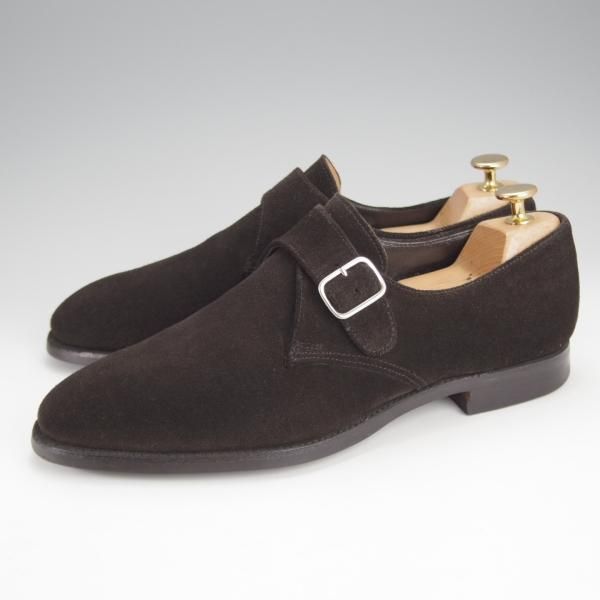 極上★クロケット&ジョーンズ 7.5E【同系モデル定価￥83,600-★MALVERN 3/モンクストラップ】スエード/黒/Crockett&Jones★i943