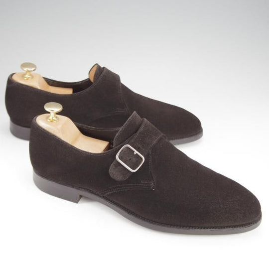 極上★クロケット&ジョーンズ 7.5E【同系モデル定価￥83,600-★MALVERN 3/モンクストラップ】スエード/黒/Crockett&Jones★i943