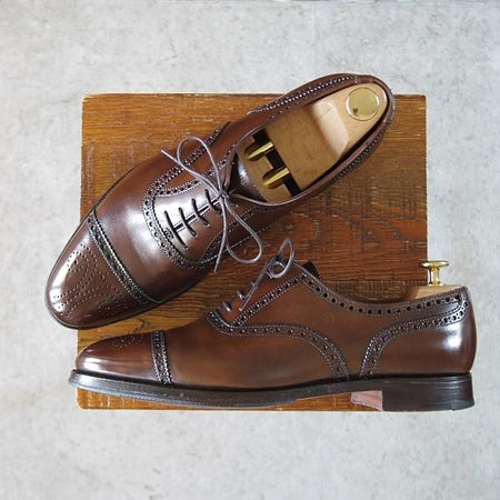 極上★クロケット&ジョーンズ 7.5E【定価￥86,900-★COVENTRY/セミブローグ】341ラスト/カーフ/濃茶/メンズ/Crockett&Jones★i944