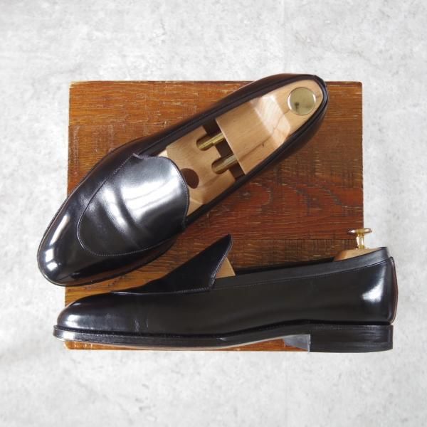 ★CALMANTHOLOGY/カルマンソロジー UK8【定価￥106,700-★ローファー/A4328】スリッポン/カーフ/黒/メンズ★i959