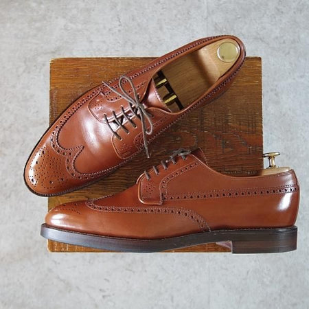 極上★クロケット&ジョーンズ 9D【貴重★トレーディングポスト別注/HEREFORD】フルブローグ/カーフ/茶/メンズ/Crockett&Jones★i980