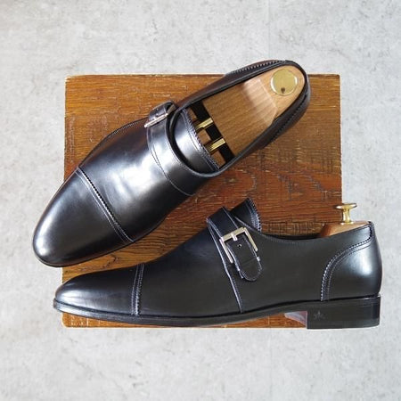 未使用★(伊)タニノクリスチー SIZE 7.5【デッドストック品★最後期のモンクストラップ/136656】カーフ/黒/メンズ/TANINO CRISCI★i987