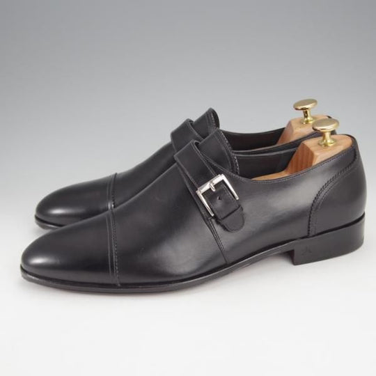 未使用★(伊)タニノクリスチー SIZE 7.5【デッドストック品★最後期のモンクストラップ/136656】カーフ/黒/メンズ/TANINO CRISCI★i987