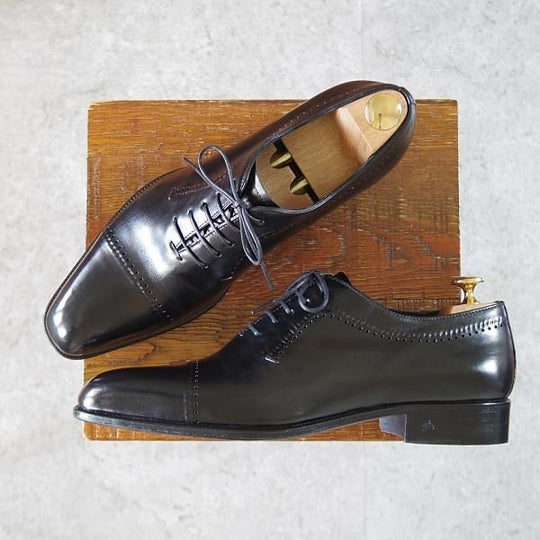 極上★(伊)タニノクリスチー SIZE 6.5【定価￥241,500-★最後期のオックスフォードシューズ/シャドウステッチ】黒/TANINO CRISCI★i988