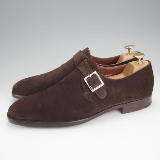 美品★クロケット&ジョーンズ 8D【ハンドグレードライン★SAVILE/モンクストラップ】337ラスト/スエード/濃茶/Crockett&Jones★i997