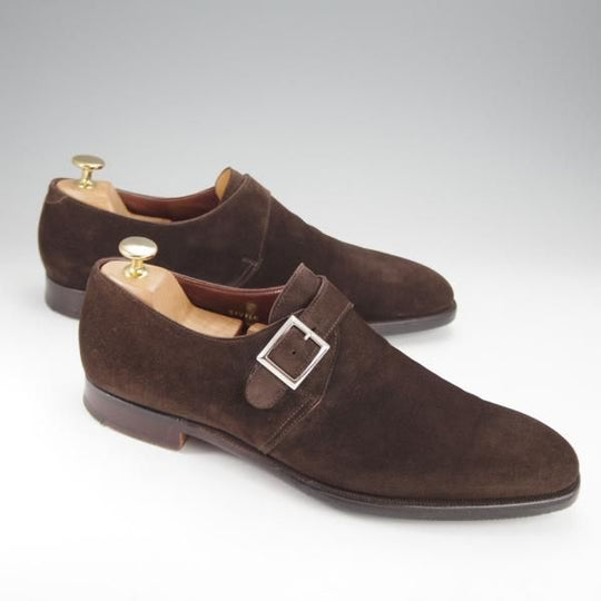 美品★クロケット&ジョーンズ 8D【ハンドグレードライン★SAVILE/モンクストラップ】337ラスト/スエード/濃茶/Crockett&Jones★i997