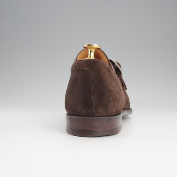 美品★クロケット&ジョーンズ 8D【ハンドグレードライン★SAVILE/モンクストラップ】337ラスト/スエード/濃茶/Crockett&Jones★i997