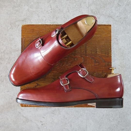 未使用★(伊)タニノクリスチー SIZE 7.5【定価￥21,6000-★デッドストック品/671】ダブルモンク/カーフ/赤茶/メンズ/TANINO CRISCI★j001