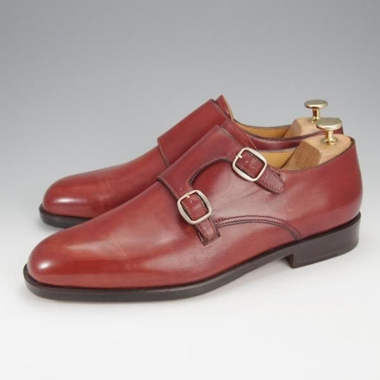 未使用★(伊)タニノクリスチー SIZE 7.5【定価￥21,6000-★デッドストック品/671】ダブルモンク/カーフ/赤茶/メンズ/TANINO CRISCI★j001