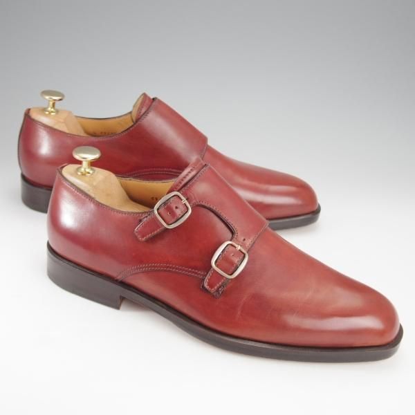 未使用★(伊)タニノクリスチー SIZE 7.5【定価￥21,6000-★デッドストック品/671】ダブルモンク/カーフ/赤茶/メンズ/TANINO CRISCI★j001
