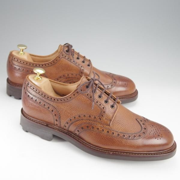 未使用★クロケット&ジョーンズ 9E【リッジウェイソール仕様★BANGOR/365ラスト】フルブローグ/グレインレザー/茶/Crockett&Jones★j005