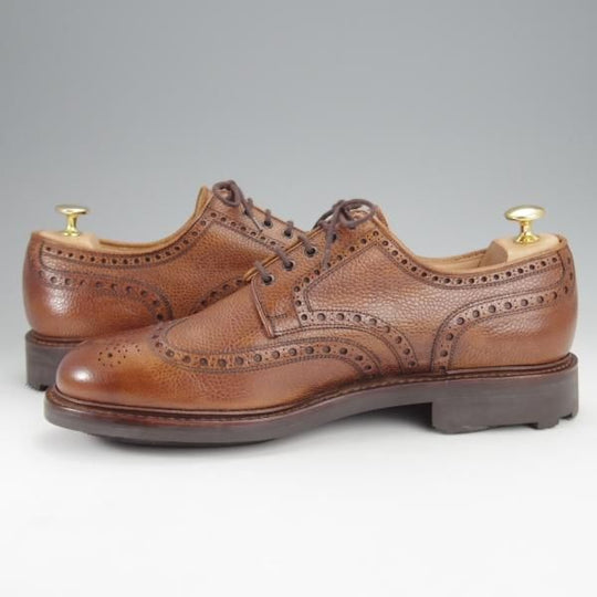 未使用★クロケット&ジョーンズ 9E【リッジウェイソール仕様★BANGOR/365ラスト】フルブローグ/グレインレザー/茶/Crockett&Jones★j005