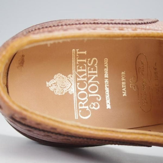 未使用★クロケット&ジョーンズ 9E【リッジウェイソール仕様★BANGOR/365ラスト】フルブローグ/グレインレザー/茶/Crockett&Jones★j005