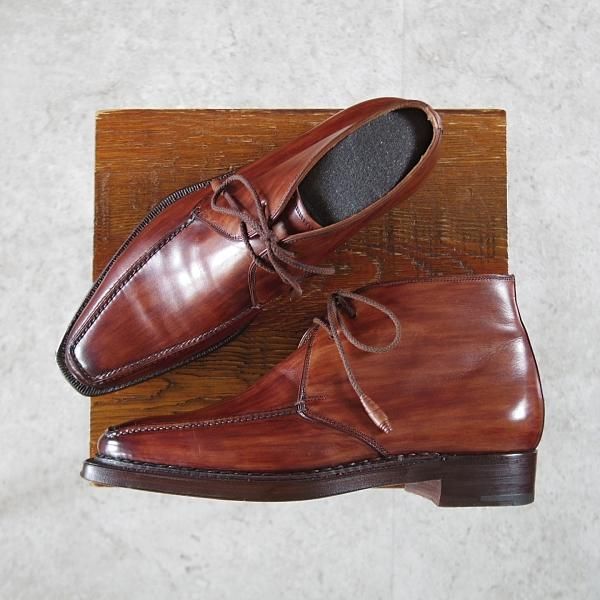 極美品★(伊)サントーニ SIZE 4.5【貴重★グッドイヤーアルタッコ製法/チャッカブーツ】6021/カーフ/茶/メンズ/Santoni★j009