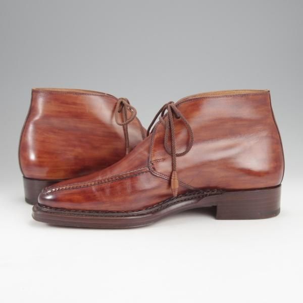 極美品★(伊)サントーニ SIZE 4.5【貴重★グッドイヤーアルタッコ製法/チャッカブーツ】6021/カーフ/茶/メンズ/Santoni★j009