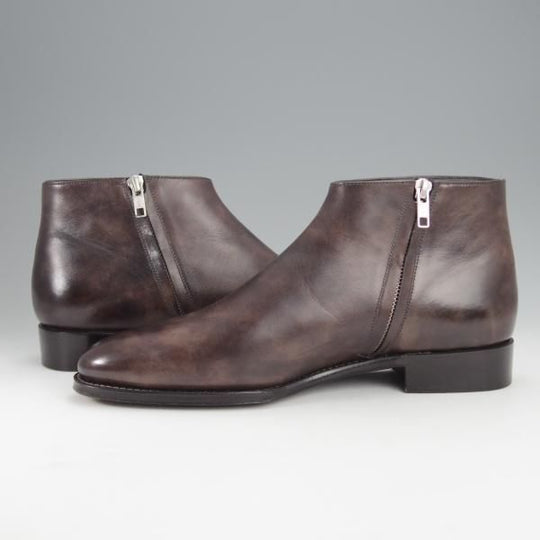 ★Perfetto/ペルフェット SIZE 8【グッドイヤーウェルテッド製法★(伊)イルチア社のミュージアムカーフ/P2421】サイドジップ/灰茶★j011