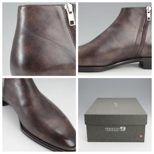 ★Perfetto/ペルフェット SIZE 8【グッドイヤーウェルテッド製法★(伊)イルチア社のミュージアムカーフ/P2421】サイドジップ/灰茶★j011
