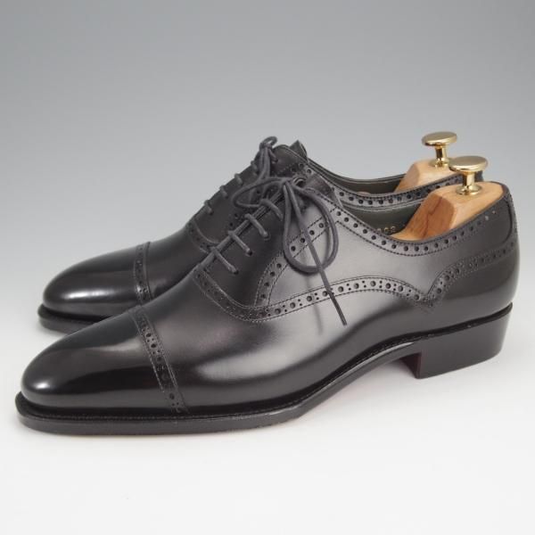 極美品★Perfetto/ペルフェット SIZE 7.5【グッドイヤーウェルテッド製法★(仏)アノネイ社のカーフ/クォーターブローグ】カーフ/黒★j013